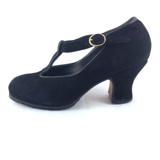 Sandalia 34,5 AA Suede Black Carrete 6 Covered 1389
