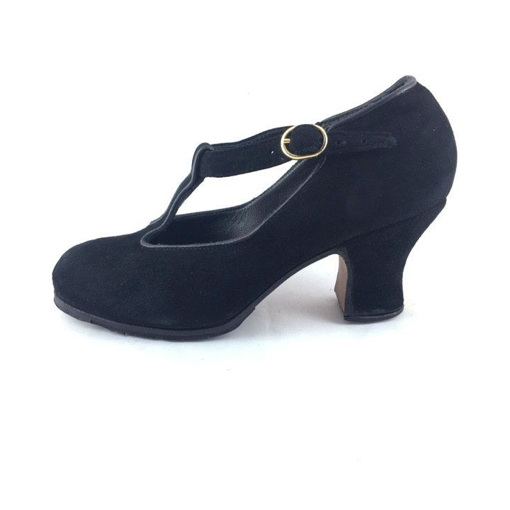 Sandalia 34,5 AA Suede Black Carrete 6 Covered 1389