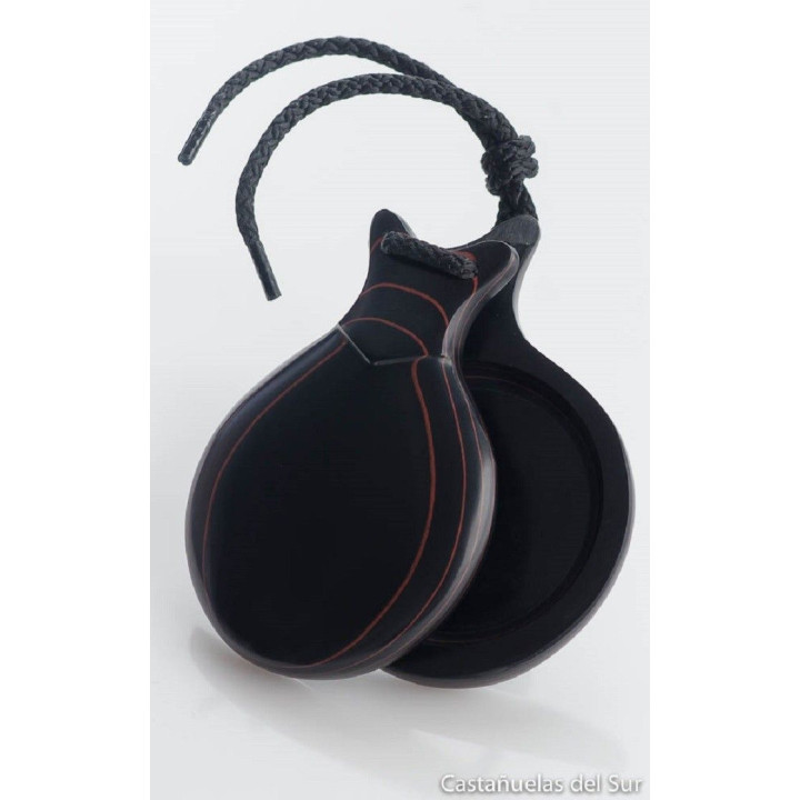 Del Sur Castanets: FIBRA NEGRA VETEADA ROJO. Nº5 RF.1142521