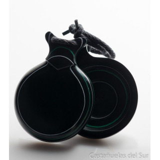 Del Sur Castanets: Capricho Black Pinstripe White And Green. Two Sound