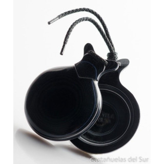 Del Sur Castanets: Capricho Black Cloth. Pinstripe Blue And White. Two