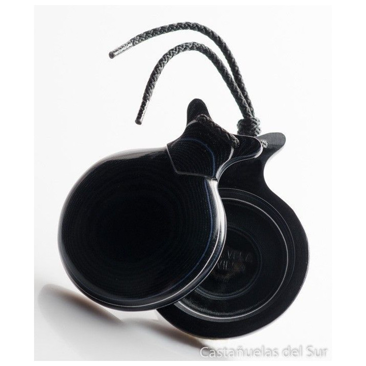 Del Sur Castanets: Capricho Black Cloth. Pinstripe Blue And White. Two