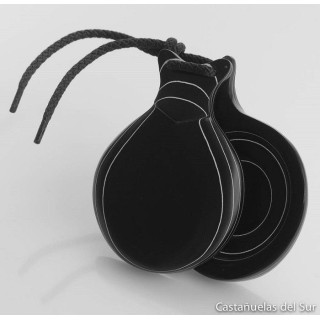Del Sur Castanets: FIBRA NEGRA VETEADA BLANCO. DOBLE CAJA. Nº5 Rf.1142