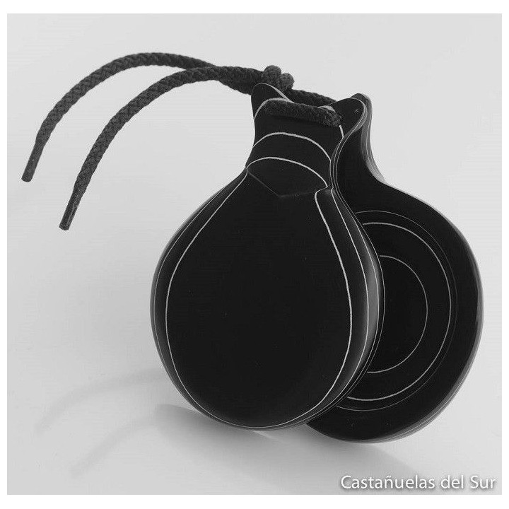 Del Sur Castanets: FIBRA NEGRA VETEADA BLANCO. DOBLE CAJA. Nº5 Rf.1142