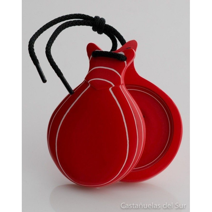 Del Sur Castanets: VIDRIO ROJO VETEADO BLANCO. Nº5