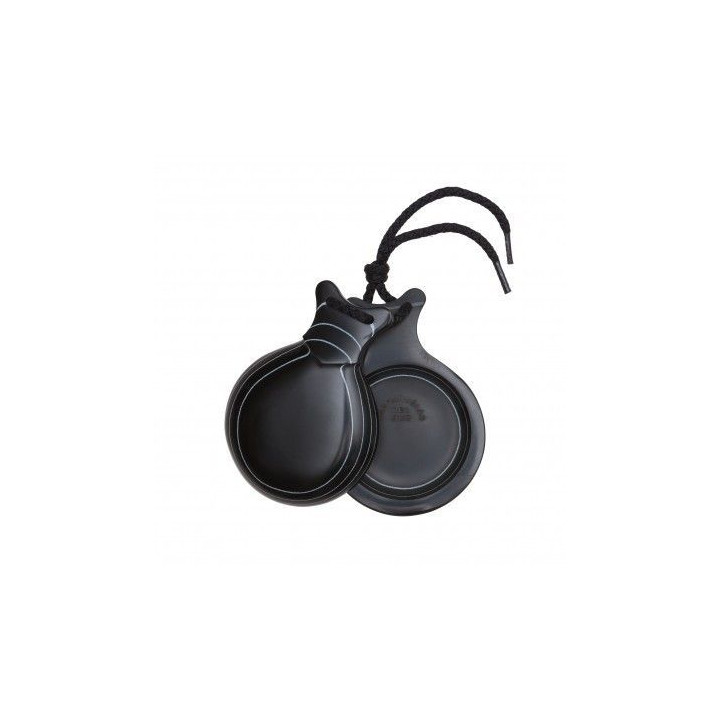 Del Sur Castanets: Special Black Wood Fiber With White Pinstripe White
