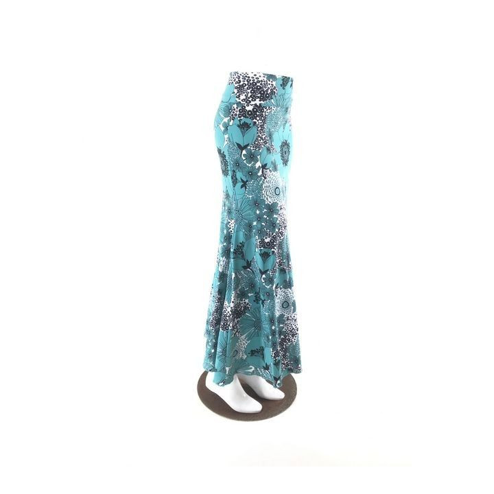 QToma: Skirt Básica - 3 Godet - Print Turpuoise/Black - XS