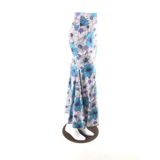 QToma: Skirt Básica - 3 Godet - Print Turpuoise/Purple - XS