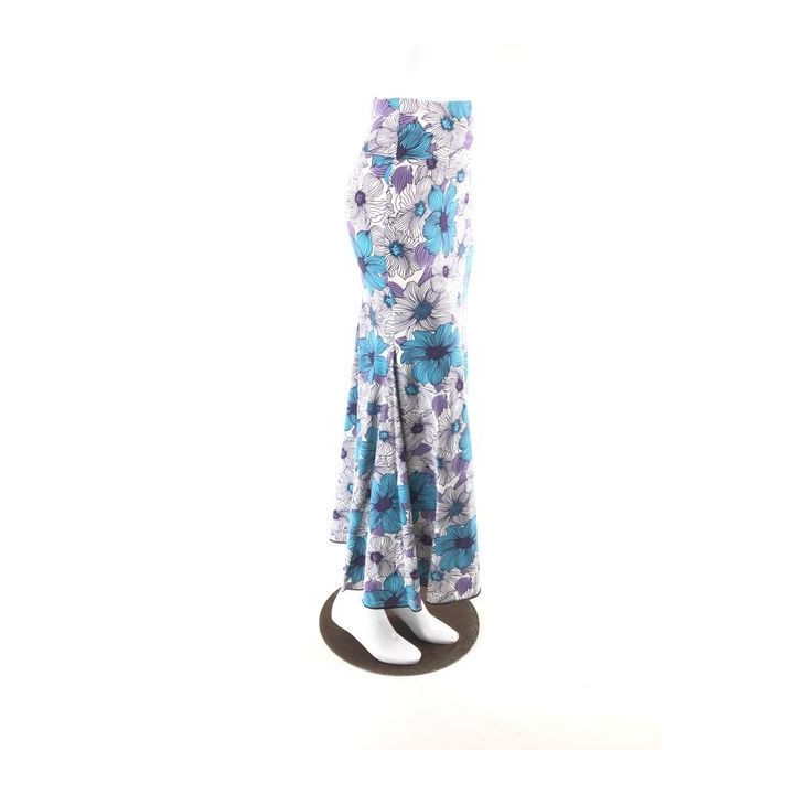QToma: Skirt Básica - 3 Godet - Print Turpuoise/Purple - XS