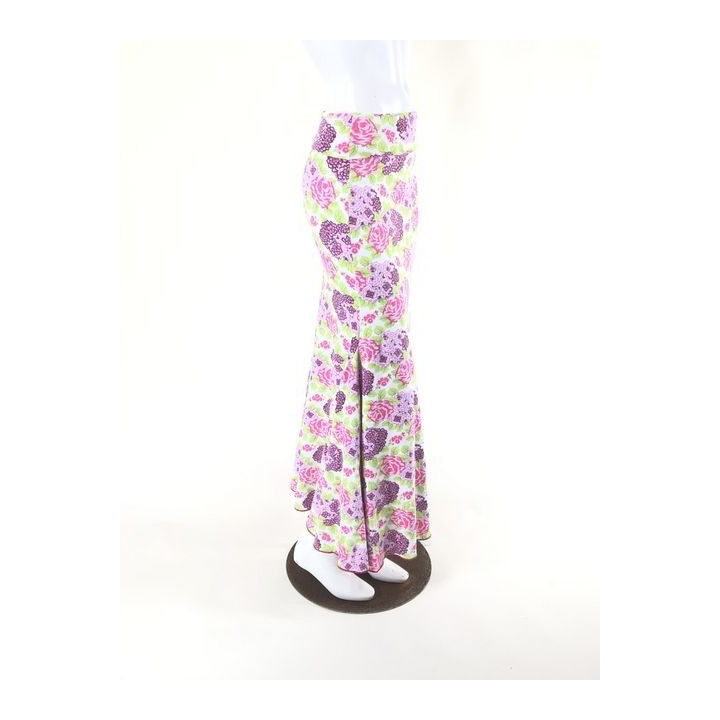 QToma: Skirt Básica - 3 Godet - Print Purple/Pink - XS