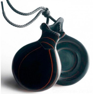 Del Sur Castanets: Black Wood Fiber With Red Pinstripe. Two Sound Cham