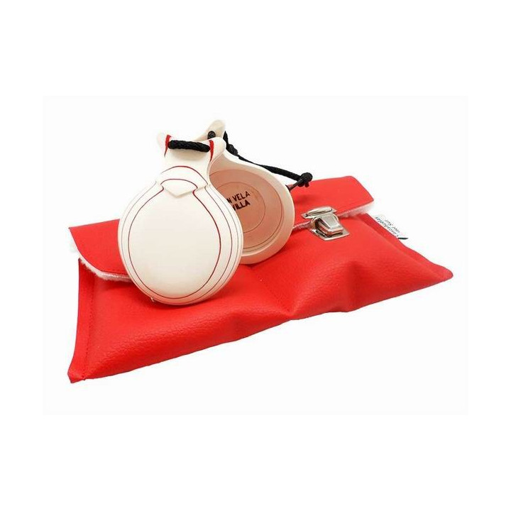 Del Sur Castanets: Capricho BLANCO. VETEADO ROJO. DOBLE CAJA. Nº7 REF.
