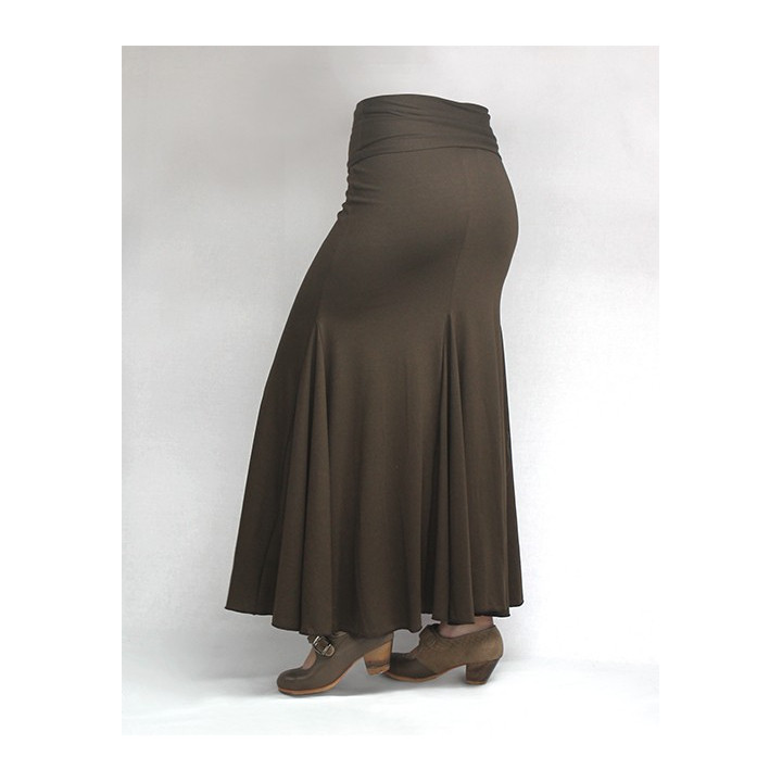 Marina Solid Skirt 3 Godet - Size M Brown