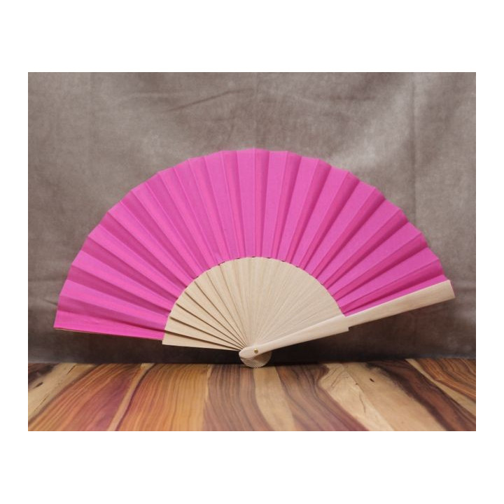 Fan: Natural Wood With Solid Colors - Small (23cm)