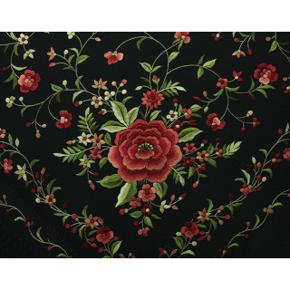 Shawl Silk 140x140cm Black Embroidery Multicolor 821 B-M a