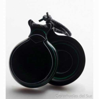 Del Sur Castanets: Capricho Black. Pinstripe White And Green. Nº7