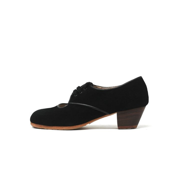 Carmela 36 A Suede Black Cubano 3,5 Exposed (Beige Rubber Soles)