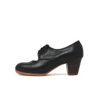Carmela 38 AA Leather Black Cubano 5 Exposed (Rubber Soles Beige) 7378