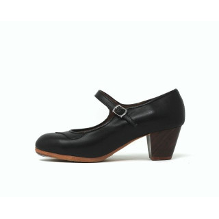 Mercedes 38 AA+PR Leather Black Cubano 5 Exposed (Rubber Soles Black)