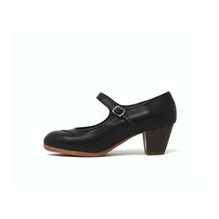 Mercedes 38 AA+PR Leather Black Cubano 5 Exposed (Rubber Soles Black)